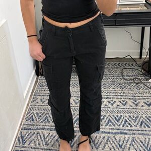 No Boundaries Women's Black Straight Leg Cargo Pants